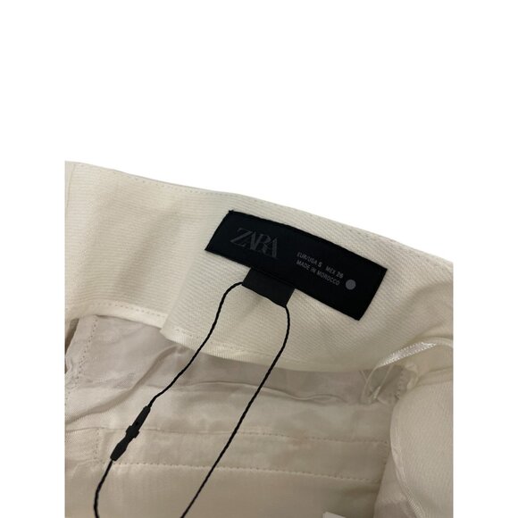 Zara Womens Pants Trousers Small White Pleated Wide Leg Linen Blend 2927/586 NWT - Picture 3 of 15